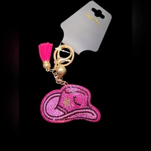 Bling Cowboy Hat & Boot Rhinestone Handbag Charm & Keychain Set